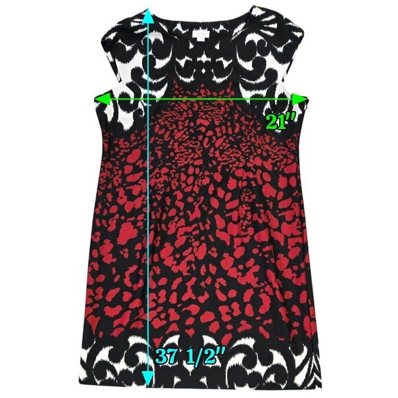 Chico's Black Red White Abstract Animal Print Cap Sleeve Sheath Dress Party - Picture 3 of 7